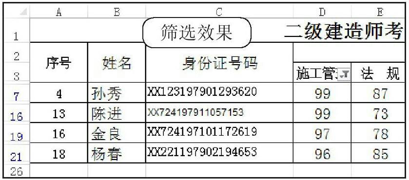 显示筛选效果