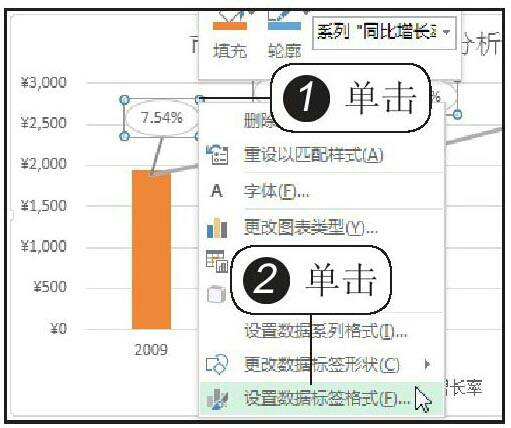 选择“设置数据标签格式”命令